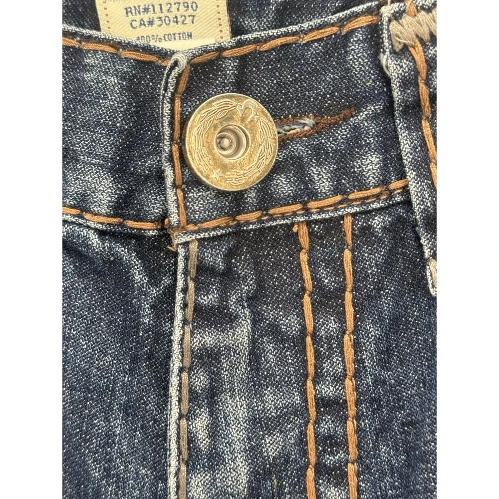 True Religion Section‎ Straight Super QT Contrast Stitch Blue Jeans Mens 36